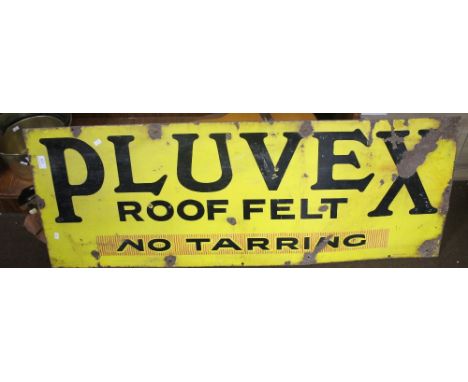 A LARGE VINTAGE PLUVEX ENAMEL SIGN