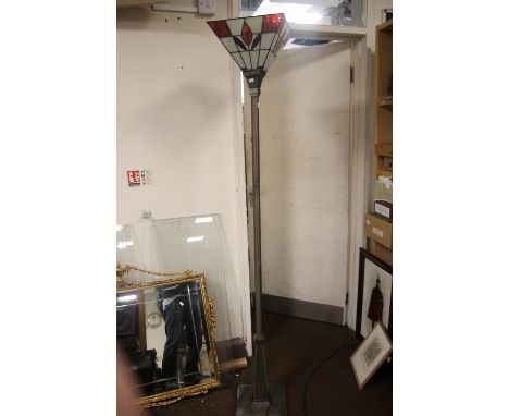 A TIFFANY STYLE UPLIGHTER LAMP