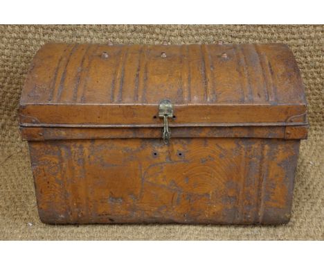 A late 19th Century steel trunk, 60 x 40 x 42cm
