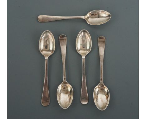 Five George V silver Hanoverian pattern coffee spoons, Cooper Brothers &amp; Sons Ltd, Sheffield, 1918