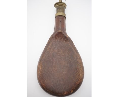 A Victorian 3 lb leather shot flask with Irish charger