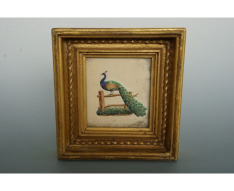 A late Georgian embossed and painted paper peacock by H Dobbs &amp; Co, [stationers, engravers and fancy paper manufacturers 