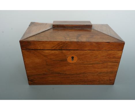 An early 19th Century rosewood sarcophagus-form tea caddy (a/f)