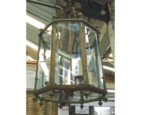 HANGING LANTERN, in bronzed finish with four branches with ornate top section, 86cm H. 