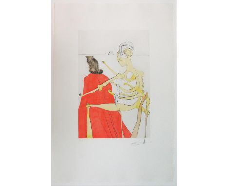 SALVADOR DALI (Spanish, 1904-1989) 'Le dos devin de gala', dry point etching in colour, 30cm x 39cm H. (Please Note Clause 6 