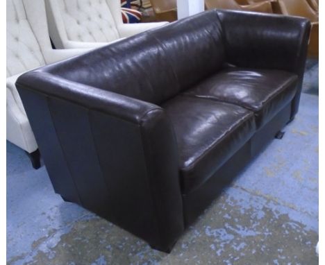 SOFA, brown leather, 78cm D x 76cm H x 171cm L.