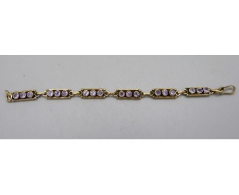 A silver gilt and amethyst bracelet, 20g 
