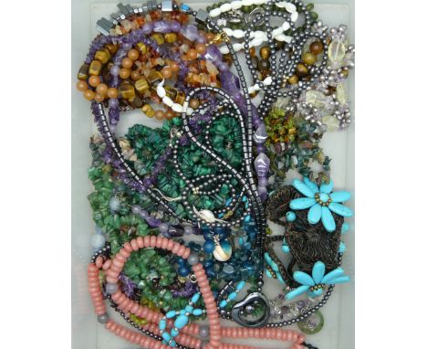 Gemstone jewellery including malachite, amethyst, tigers eye, etc. 