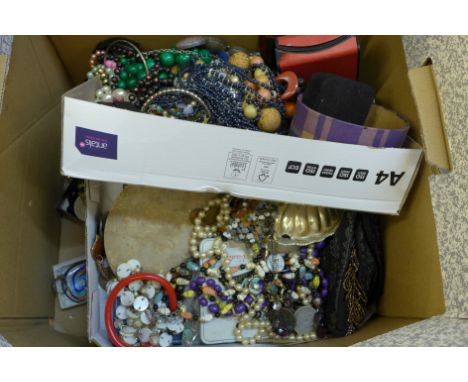 A large box of mixed costume jewellery including vintage 