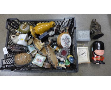A large Wade turtle, two Viking long boats, a tortoise, other small figures, clock, etc.**PLEASE NOTE THIS LOT IS NOT ELIGIBL