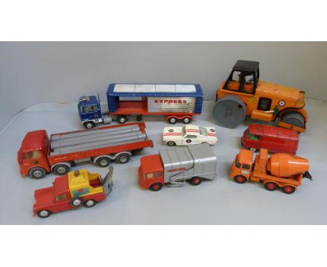 Model vehicles; Spot-On A.E.C. Major '8' lorry, a Minic Toys Steam Roller, Corgi Major Toys articulated lorry Matchbox vehicl