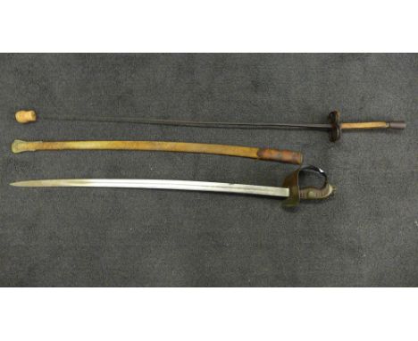 A Turkish 19th Century Cavalry word with scabbard and a fencing sword 