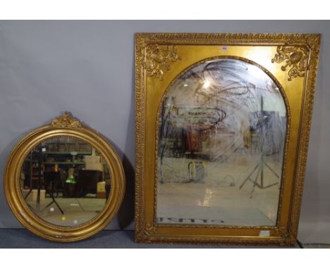 A Regency style George III framed rectangular wall mirror 105cm wide x 127cm high and a late 19th century gilt framed convex 