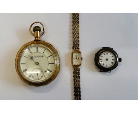 A gilt metal cased, keyless wind, openfaced gentleman's pocket watch, the jewelled movement detailed Elgin ILL. U.S.A. 584212