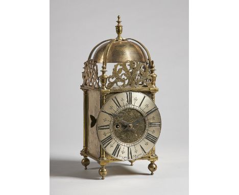 A brass lantern timepieceThe dial signed Edward Moore, Oxon, the frame 18th century, the movement late 19th centuryOf typical