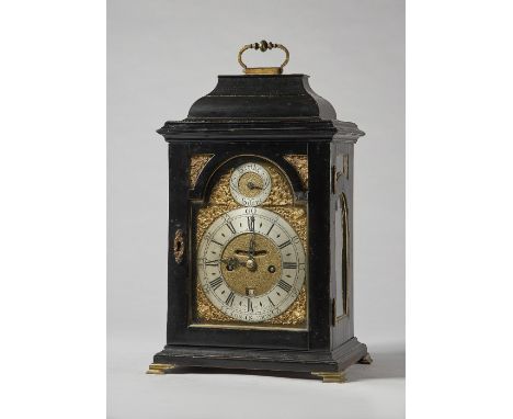 A George II gilt brass-mounted bracket clockBy David Fitzschkaw, LondonThe bell-top case with a brass carrying handle, above 