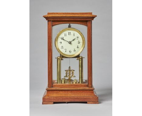 A mahogany cased torsion timepieceBy Gustav Becker, Freiburg, circa 1910The rectangular lift-off case with a stepped pediment
