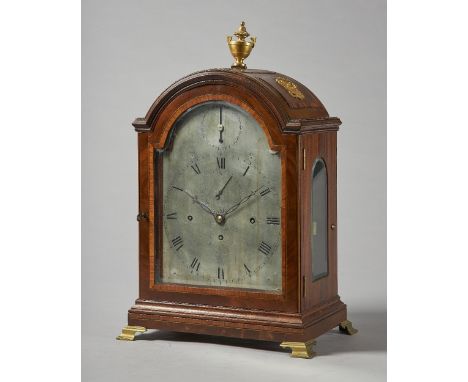 A George III ormolu-mounted, mahogany and satinwood crossbanded quarter chiming three train bracket clockBy John Thwaites, Cl