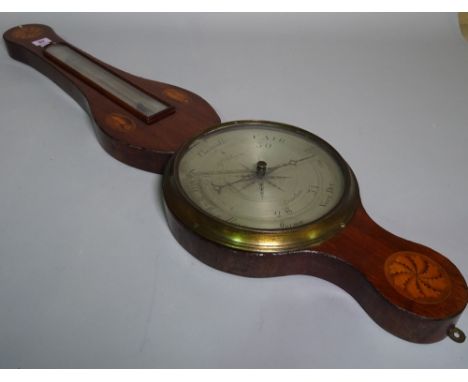 An Edwardian inlaid mahogany barometer, 25cm wide x 96cm high. 