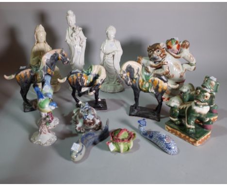 A quantity of mostly 20th century Asian ceramic figures of animals, (qty). 