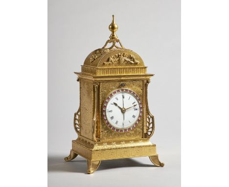 A rare Chinese ormolu and paste-set mantel clock In the style of John Mottram or Henry Borrell, case and movement Guangzhou w