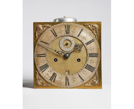 A Charles II 10in. square longcase clock movementUnsigned, circa 1675/80The 10in. square dial with cherub mask spandrels, sil