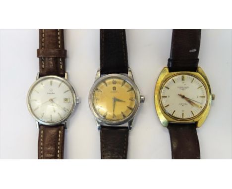 A Longines Admiral HF gilt metal fronted and steel backed gentleman's wristwatch, the signed silvered dial with baton shaped 