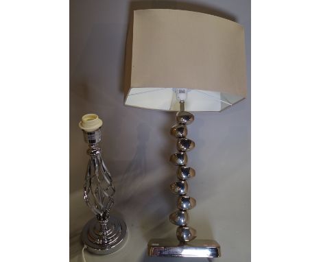 Där lighting; a chrome table lamp, 50cm high and another of spiral form, 42cm high. 