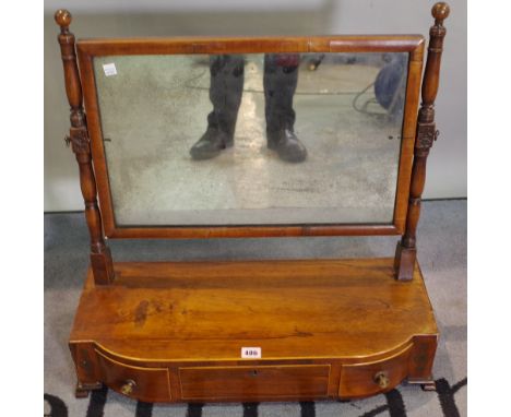 A Regency rosewood toilet mirror rectangular mirror plate over three frieze drawers 62cm wide x 61cm high. 