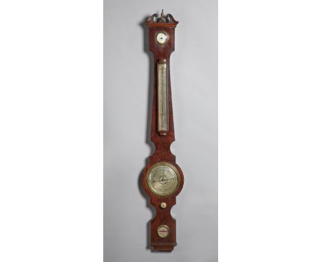 An early Victorian mahogany wheel barometer of small sizeSigned Bevan & Weare, BirkenheadThe tapering trunk inset with a silv