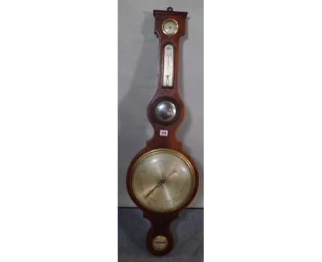 A 19th century mahogany and line inlaid wheel barometer. 