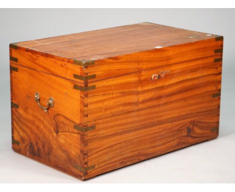 Army &amp; Navy C.S.L makers; an early 20th century brass bound rectangular camphor wood trunk, 81cm wide x 48cm high. 
