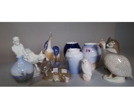 Ceramics, a group of figures including Nao, Royal Crown Derby and Rosenthal.