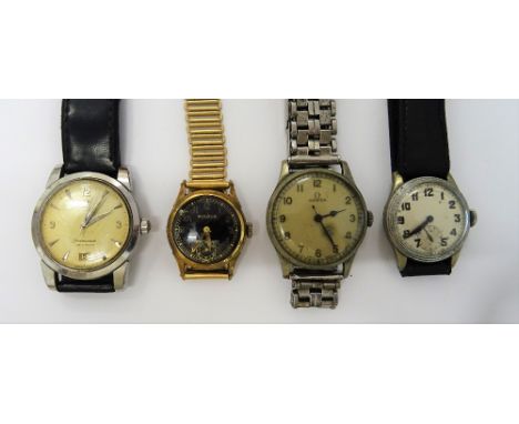 An Omega M.O.D issue base metal cased gentleman's wristwatch, the caseback detailed A.M 6B/159 3941/42, on a steel bracelet, 