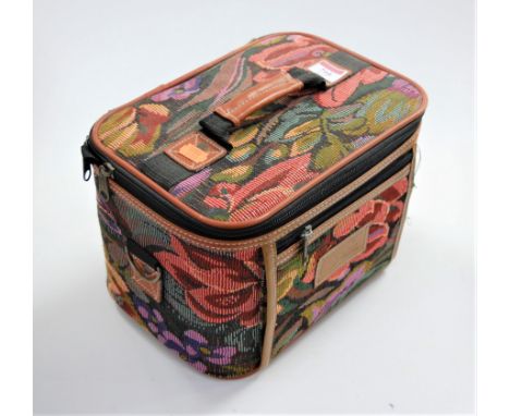 A Jade International embroidered lady's travelling vanity case (lacking contents)
