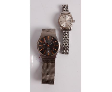 A gent's Skagen of Denmark titanium cased wristwatch, having quartz movement, case dia.37mm; together with a lady's Tissot st