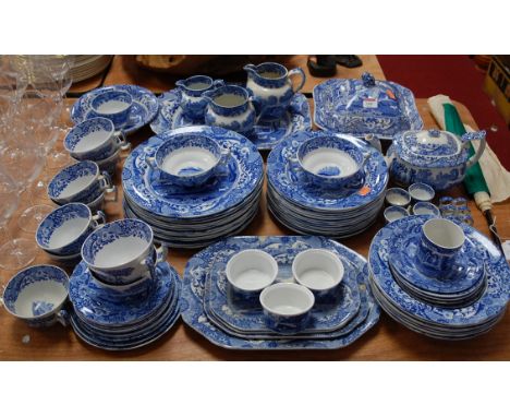 A large collection of Copelands Spode table wares in the Spode Italian pattern to include teapot and cover, various jugs, mea