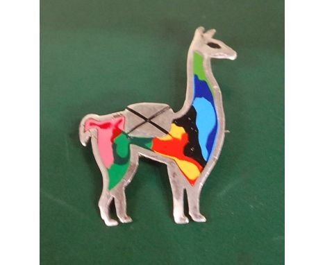 A contemporary silver and enamel set brooch, 5cm