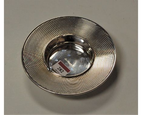 A Dupont of Paris silver plated table bowl, of circular form, having engine turned decoration, dia.17cm