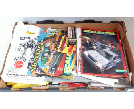 One box containing a quantity of DC Marvel comics together with a quantity of Model Collecting brochures to include Bburago, 