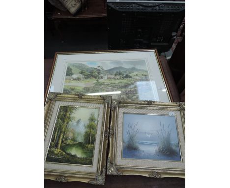 A print 'summer at Watendlath' after Judy Boyes, and two oils on canvas