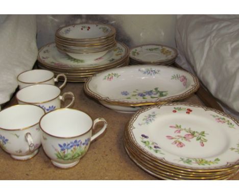 A Royal Worcester Sandringham pattern part tea and dinner service including tea cups and saucers, dinner plates, bowls etc