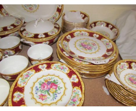 An extensive Royal Albert Lady Hamilton pattern part tea and dinner service including dinner plates, tea plates, tureens and 