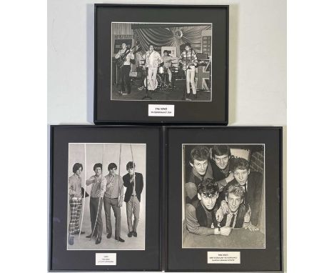 Three mounted, framed and glazed vintage photo prints to inc: Rory Storm and the Hurricanes by Graham Spencer (framed to 11x1
