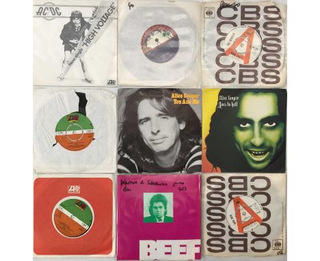 HEAVY ROCK AND PROG 7" COLLECTION - a collection of 9 Hard Rock and Prog 7"s including Warner and subsidiaries promos. Collec