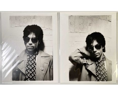 Two hand-printed vintage darkroom prints depicting Prince backstage at the Paradiso, Amsterdam in May 1981. Printed on glossy