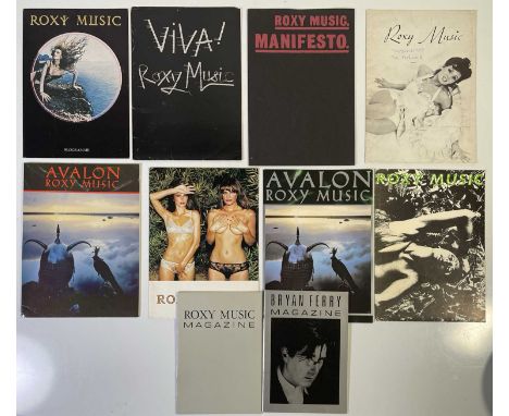 Roxy Music memorabilia to inc: 1975 tour programme, press packs for 'Manifesto', 'Viva!', folders only (no contents) for four