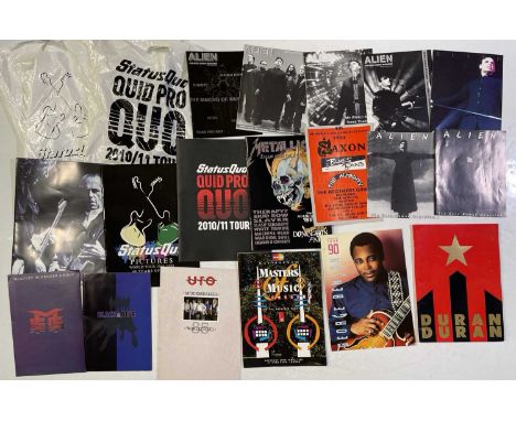 Eight concert programmes inc Metallica 1995, Duran Duran, UFO, seven issues of the Gary Numan 'Alien' magazine, Status Quo 20