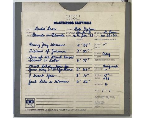 A boxed reel of 1/4" recording tape. CBS Mastering Services label with handwritten info. Dated 14th December 1983. With six t