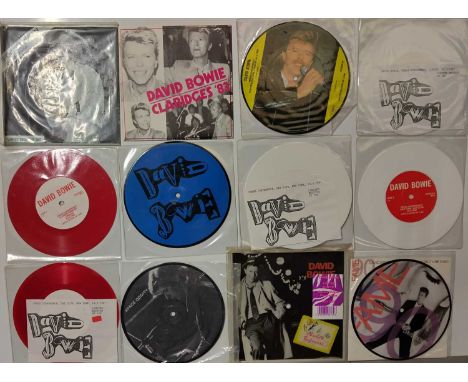 DAVID BOWIE - 7" UK COLLECTION (INC PIC DISCS &amp; FASHIONS BOX). A collection of 79 7" singles by David Bowie, mostly UK pr